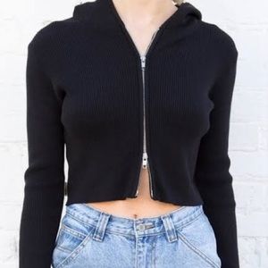 Brandy Melville Black Arden Knitted Cropped Jacket